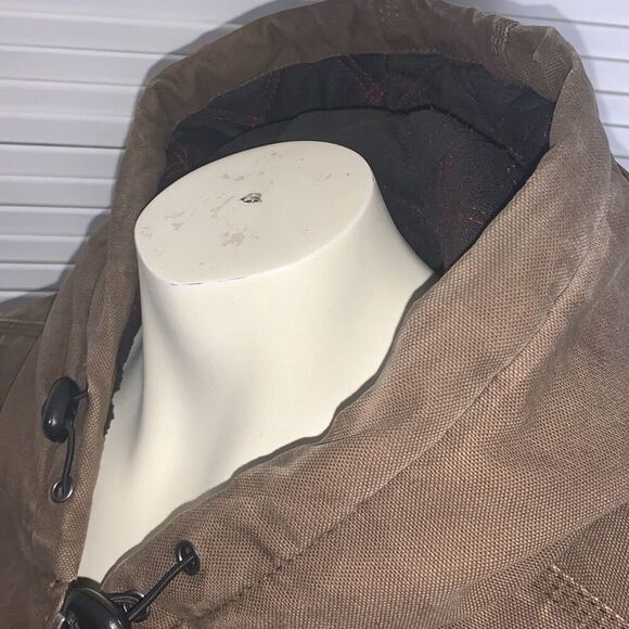 Vintage Thrashed Distressed Craftsman Tan Active Hoodie Workwear Jacket XL - Picture 9 of 13